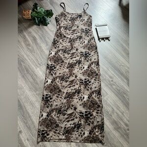 Carabella Collection Vintage Y2K 90s Glitter Shimmer Animal Print Maxi Dress XL